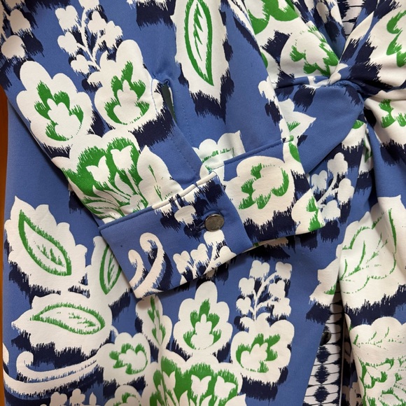 Talbots Blue and Green Floral Dress Size Large EUC - Picture 5 of 9